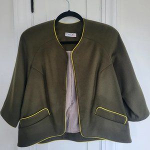 Crop David Peck Cropped Olive Wool Jacket